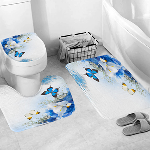 Toptan kelebek serisi Mat duş perde seti 4-Piece Polyester Vintage tasarım çin yapımı karikatür tarzı - Product Image 4