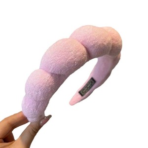 Hot Selling <b>Sponge</b> Cloud Twist Headband Towel Velvet High Crown Hair Hoop for Face Washing Makeup <b>Bathing</b> Hair Fixing Headband - Product Image 2