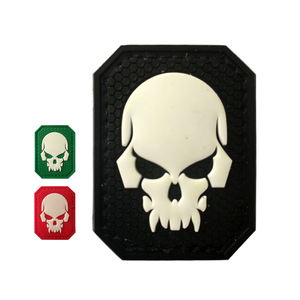 Patch tactique lumineux 3D en PVC motif crâne, badge en caoutchouc personnalisé thermocollant, appliqué en dentelle, pour chapeau d'extérieur, design personnalisé, crochet pour vêtements - Product Image 1
