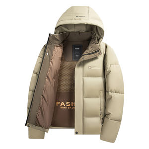 Стильная мужская зимняя куртка со съемным меховым капюшоном, Теплое повседневное деловое пальто с застежкой-молнией, Прямая поставка - Product Image 3