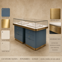 Vitrine de luxe sur mesure pour bijoux, avec éclairage LED, en verre, bois et acier inoxydable, écologique, pour magasin de bijoux