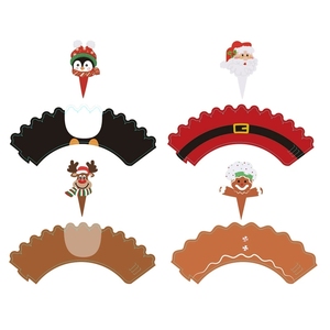 Christmas Cupcake Wrappers <b>Gingerbread</b> <b>Man</b> Cake Cup <b>Decorations</b> Toppers Inserts for Holiday Parties and Baking Supplies - Product Image 3