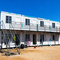 Maison préfabriquée en conteneur, bâtiment modulaire en acier à 2 étages, panneaux muraux bleus, assemblage rapide pour camp de travailleurs, dortoir pour l'Afrique
