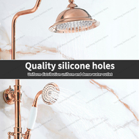 Pommeau de douche mural style européen en or rose avec filtre à eau, double sortie, construction en cuivre, pour salle de bain, cuisine et toilettes