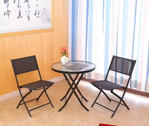Thích hợp cho giải trí ngoài trời cao thẩm mỹ có thể gập lại thép tròn bàn kính - Product Image 3