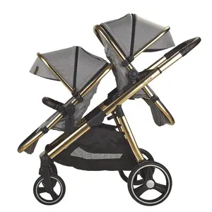 Poussette Tandem de qualité supérieure à vue élevée support de poussette pliable après avoir plié les poussettes de bébé jumeaux