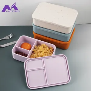 Große Kapazität Drei-Fächern Lebensmittelqualität Silikon Bento Mittagessen-Schachtel Gefrierschrank faltbar mit BPA-freier Lebensmittel-Aufbewahrungsbox Deckel