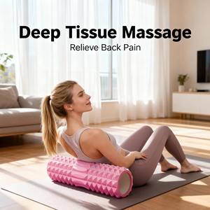 Rouleau de massage double zone avec poignée – Points texturés en relief pour relaxation musculaire profonde, léger (0,2 kg), noyau en EVA/PVC, idéal pour le <span class=keywords><strong>yoga</strong></span> - Product Image 1