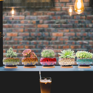Petits pots en céramique de porcelaine émaillée au four, <span class=keywords><strong>mini</strong></span> pots pour <span class=keywords><strong>plantes</strong></span> <span class=keywords><strong>succulentes</strong></span>, pots à fleurs avec trou de drainage pour la maison, le bureau, le jardin, le bureau - Product Image 3