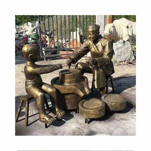 ストリートデコレーション金属古代ブロンズ中国少年老人彫刻ブロンズ像 - Product Image 4