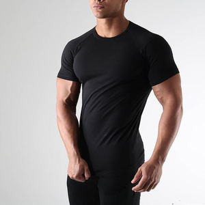 Herren Slim Fit Einfarbiges Worsted Gym Workout T-Shirt Sommer Fitness Geprägtes Kurzarm-Spandex-Sportshirt Blanko-Design Topseller - Product Image 2