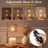 Lampe chauffe-bougie électrique avec minuterie et variateur d'intensité, design bois