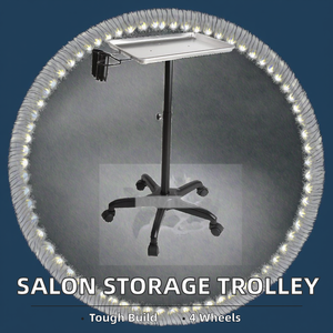 Chariot de rangement pour salon de coiffure commercial réglable JINYI SY001, couleur unie moderne, chariot de barbier à 4 roues, matériau en fer, salon - Product Image 2