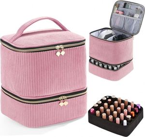Free Sample Carrying Case Manicure Tools Travel Cosmetic Organizer Removable <b>Divider</b> Double Layer Nail Polish Storage <b>Bags</b> - Product Image 1