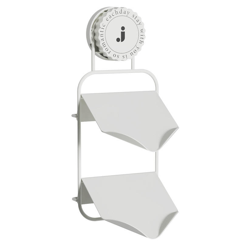 Porte-savon en fer à ventouse double couche-blanc