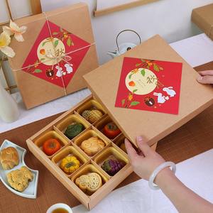 Изготовленная на заказ коробка для закусок из крафт-бумаги 9 отсеков Коробка для десерта печенье пончик подарочная коробка - Product Image 4