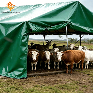Lona de Poliéster Reforzada con PVC Impermeable y Resistente a los Rayos UV para Coberturas Exteriores de Ganado, Cabras, Establos y Animales de Granja - Product Image 1