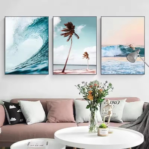 Paisaje marino puesta de sol pintura al óleo <span class=keywords><strong>Costa</strong></span> pared arte Surf impresión ola cartel lujo sala de estar naturaleza paisaje pared pintura - Product Image 6
