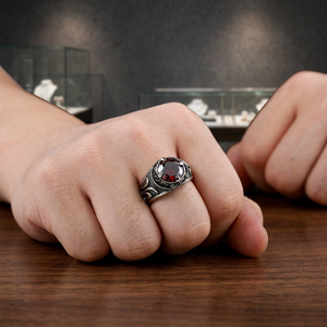 Wholesale Stainless Steel Carved Cluster <b>Rings</b> Dainty Gemstone Casual/Sporty <b>Men</b> - Product Image 3