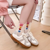 Chaussettes mi-mollet décontractées antidérapantes pour femmes en pur coton, style dessin animé lapin mignon, avec fil à pois et design personnalisé - Zhuji Sock Industry