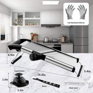 Kitchen Adjustable Foldable Handheld Dishwasher Safe Food <b>Chopper</b> Cutter Blades Manual Stainless Steel <b>Vegetable</b> Mandolin Slicer - Product Image 4