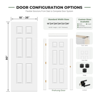 Portes intérieures modernes en bois massif, panneaux HDF/MDF, portes creuses avec apprêt blanc, portes en bois et verre pour maisons