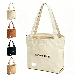 Sac fourre-tout en toile de coton robuste avec logo personnalisé imprimé, sac de shopping 16 oz renforcé grande capacité pour épicerie, vente au détail et vente en gros - Product Image 1