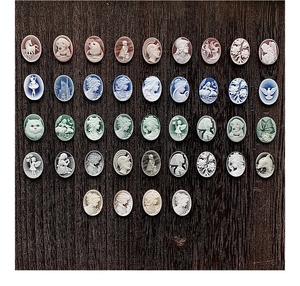 <span class=keywords><strong>Camée</strong></span> en agate artificielle 10x14mm ovale bleue, artisanat en relief 3D, pierre précieuse sculptée à la main pour la fabrication de bijoux, vente en gros - Product Image 6