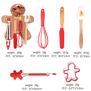Kit de cuisson de noël 4 pièces spatule en Silicone sans BPA <span class=keywords><strong>emporte</strong></span>-pièce rouleau à pâtisserie oeuf fouet résistant à la chaleur pinces alimentaires coffret cadeau - Product Image 3
