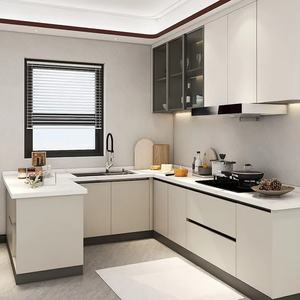 섬이있는 현대 대형 주방 캐비닛 세트 풀 세트 수도꼭지 액세서리를 포함한 친환경 주방 캐비닛 - Product Image 4