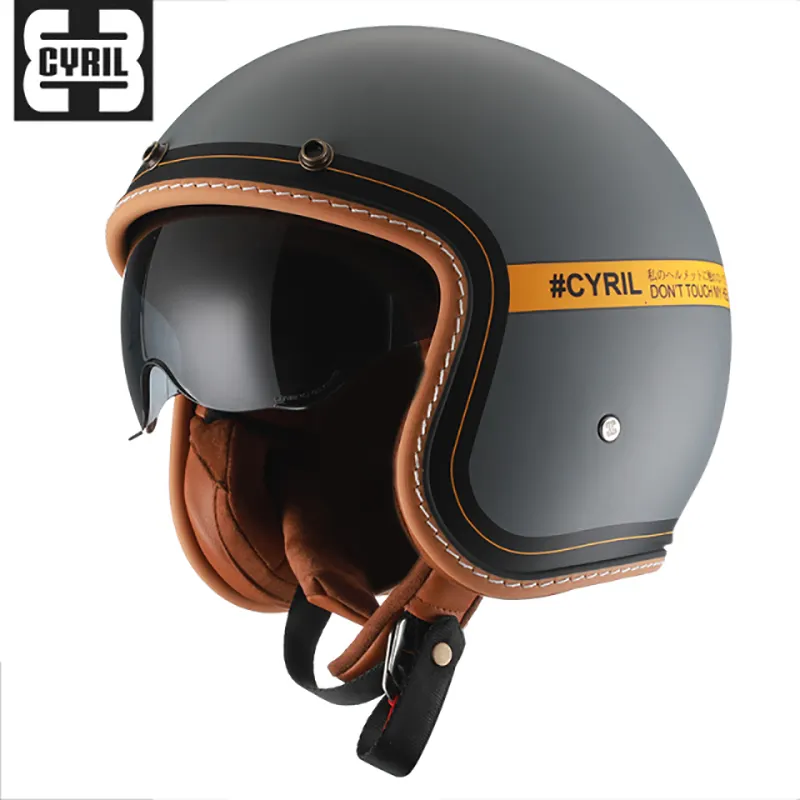 Cyril Dot Ece Gecertificeerd Mannen En Vrouwen 3/4 Open Gezicht Retro Jet Helm Motorfiets Vier Seizoenen Elektrische Scooter Halve Helm