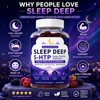 Gummies de Sommeil OEM Marque Privée à la Mélatonine 6mg, 5-HTP, L-Théanine et Magnésium, 60 unités, Pectine de Fruits, Soutien Nuit Profonde et Réparatrice