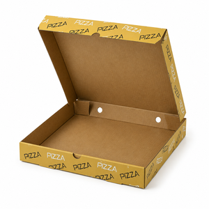 Boîte d'emballage pour pizza imprimée jaune, logo personnalisé, boîte alimentaire en carton ondulé pour restaurant, livraison à emporter et marketing de marque - Product Image 2