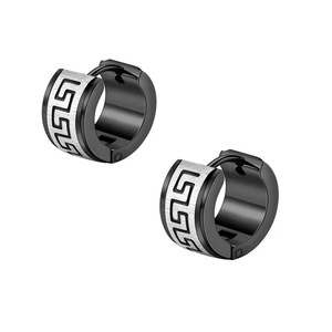 Pendientes de clip de acero inoxidable con patrón geométrico, joyería de moda unisex, 7x9 mm, tres colores disponibles - Product Image 2