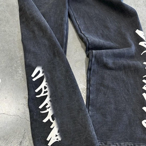 Benutzer definierte <span class=keywords><strong>Streetwear</strong></span> Sweatshirt Flares und Hoodie Sets Stone Acid Wash Schwarze Hoodie Sets Acid Wash Vintage Zip Sets Herren - Product Image 4