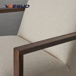 Sillón giratorio de comedor/sala de estar con marco de madera minimalista nórdico moderno, tapicería de tela suave y duradera con brazos ajustables - Product Image 5