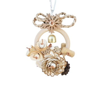 Jouets à mâcher pour perroquets : Anneaux en paille tressée, copeaux de <span class=keywords><strong>bois</strong></span> naturels, cônes de pin et fleurs d'herbe - Product Image 1