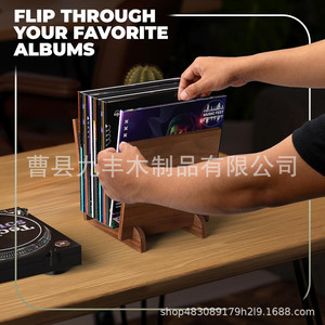 Organisateur de disques vinyles en bois, 13x12x14 pouces, grande capacité, jusqu'à 50 albums, support d'affichage pour CD - Product Image 5