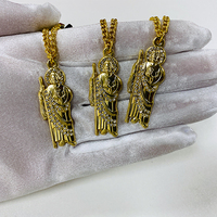 Concevez vos propres épingles à capuchon en émail avec chaîne Fils de Dieu Jésus Résurrection Métal San Judas Strass épingle à chapeau Noël