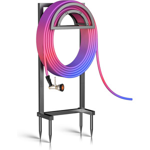 Soporte para mangueras de exterior, con capacidad para mangueras de 150 pies, soporte independiente para almacenamiento de mangueras, soporte metálico desmontable. - Product Image 1