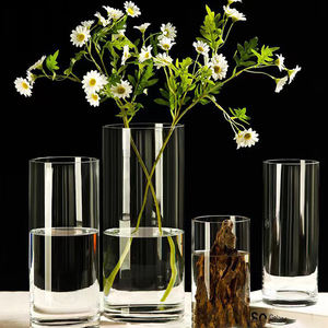 Wholesale Hot Sale Custom Home Decoration Modern Living Room <b>Ribbed</b> Clear Thick Glass Crystal <b>Vases</b> for Flowers Wedding - Product Image 2