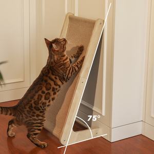Extra grande L-Shaped Vertical Sisal Coçar Board Madeira Maciça Durável Não-derramamento Cat Claw Board Moagem Cat Trees Scratcher - Product Image 2