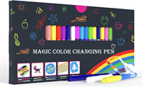 Marqueurs d'encre à base d'eau permanents non toxiques KHY Magic changeant de couleur, 25 couleurs, pointes obliques plates pour le dessin des enfants sur papier