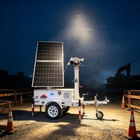 Caméra de sécurité solaire pliable avec 4 batteries 200Ah, mobile, solaire, mât manuel de 6 mètres, pour remorques de sécurité sur les champs pétrolifères
