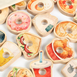 Juguetes Educativos Montessori para Niños, Juego de Enhebrar Cuerdas, Juguete de Madera para Bebés, Aprendizaje de Reconocimiento de Alimentos - Product Image 3