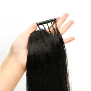 फैक्टरी थोक 100% ब्राजील छल्ली गठबंधन मानव बाल प्राकृतिक काले रेशमी सीधे 1st और सैलून के लिए 2nd 6D बाल विस्तार