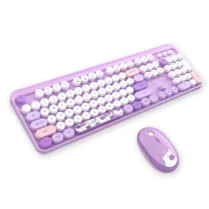 GEEZER set di tastiera e mouse senza fili per ragazze mute carino cartone animato ufficio notebook computer desktop