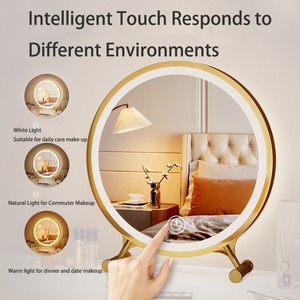 Gương tròn trang điểm gương lớn Máy tính để bàn LED sinh viên ký túc xá phòng ngủ bàn trang điểm Máy tính để bàn Net đỏ lấp đầy ánh sáng Gương tròn - Product Image 4