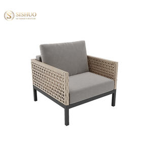 Moderno <span class=keywords><strong>barato</strong></span> sala de estar marco de aluminio hecho a mano tejido cuerda de mimbre en forma de L sofá de jardín para <span class=keywords><strong>terraza</strong></span> al aire libre - Product Image 6