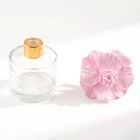 Diffuseur de parfum d'ambiance en céramique en forme de fleur, avec bouteille en verre de 50 ml, pour huiles essentielles et parfums d'intérieur